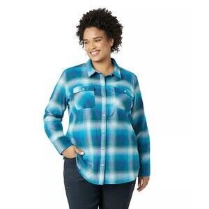 Eddie Bauer Blue Plaid Flannel Shirt Long Sleeve Size 1X New With Tags